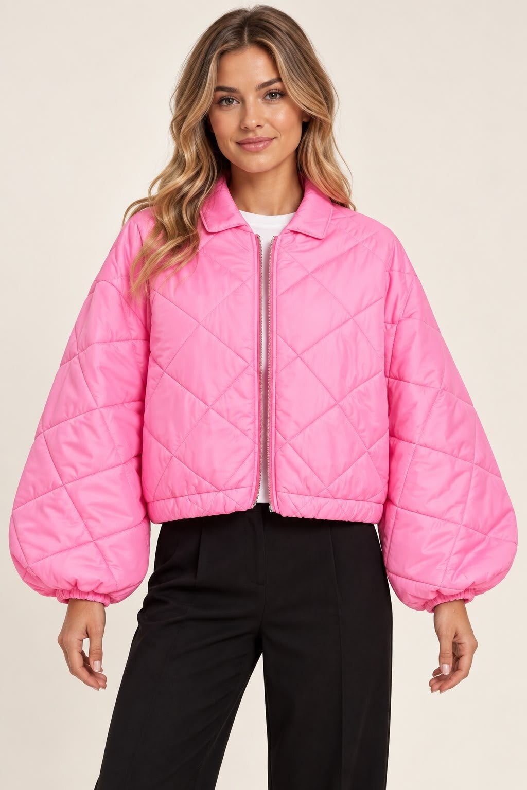 Hele toffe jas met brede mouwen roze