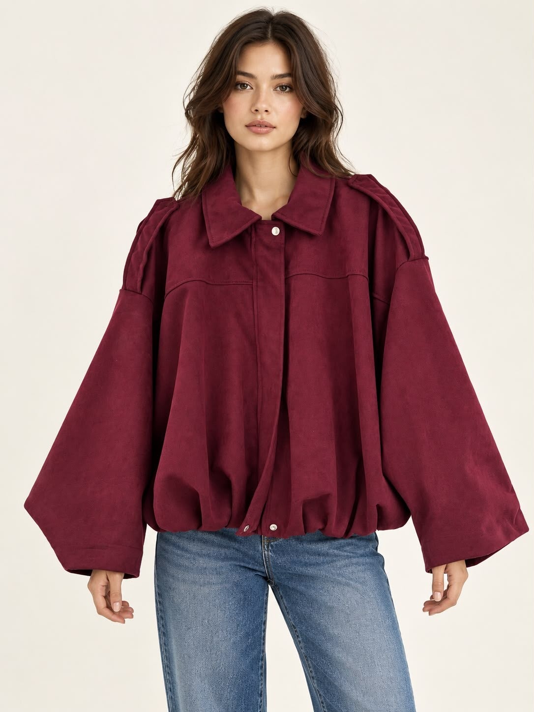 Oversizde daine jas aubergine 244