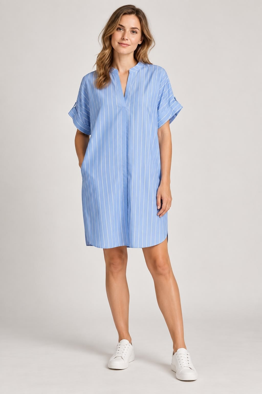 Super leuk hemd kleedje blauw/wit
