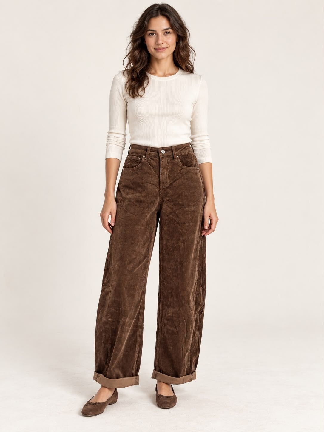 Mooie ribbel ballon jeans bruin 262