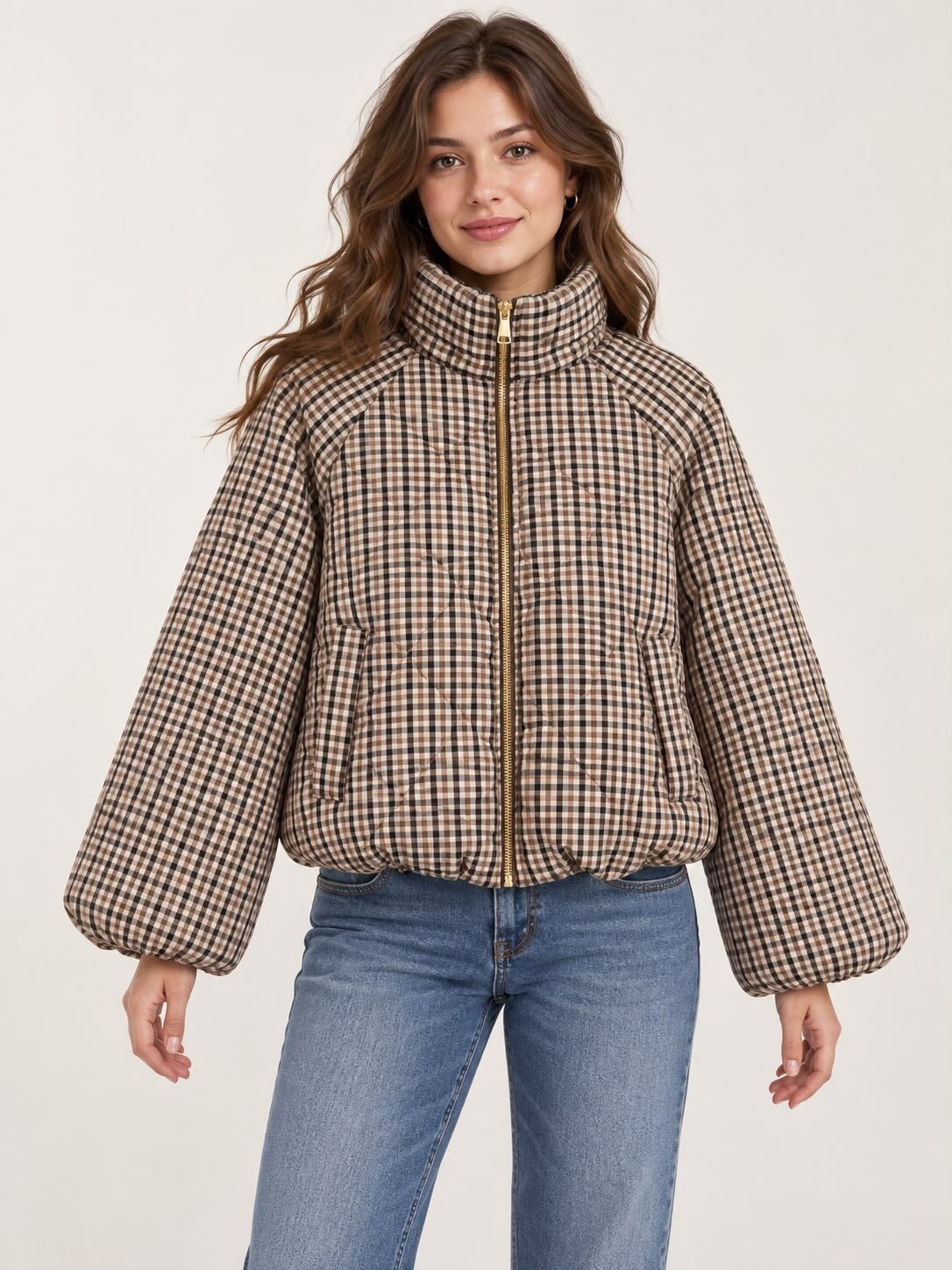 Jas met ruit bruin/zwart 246