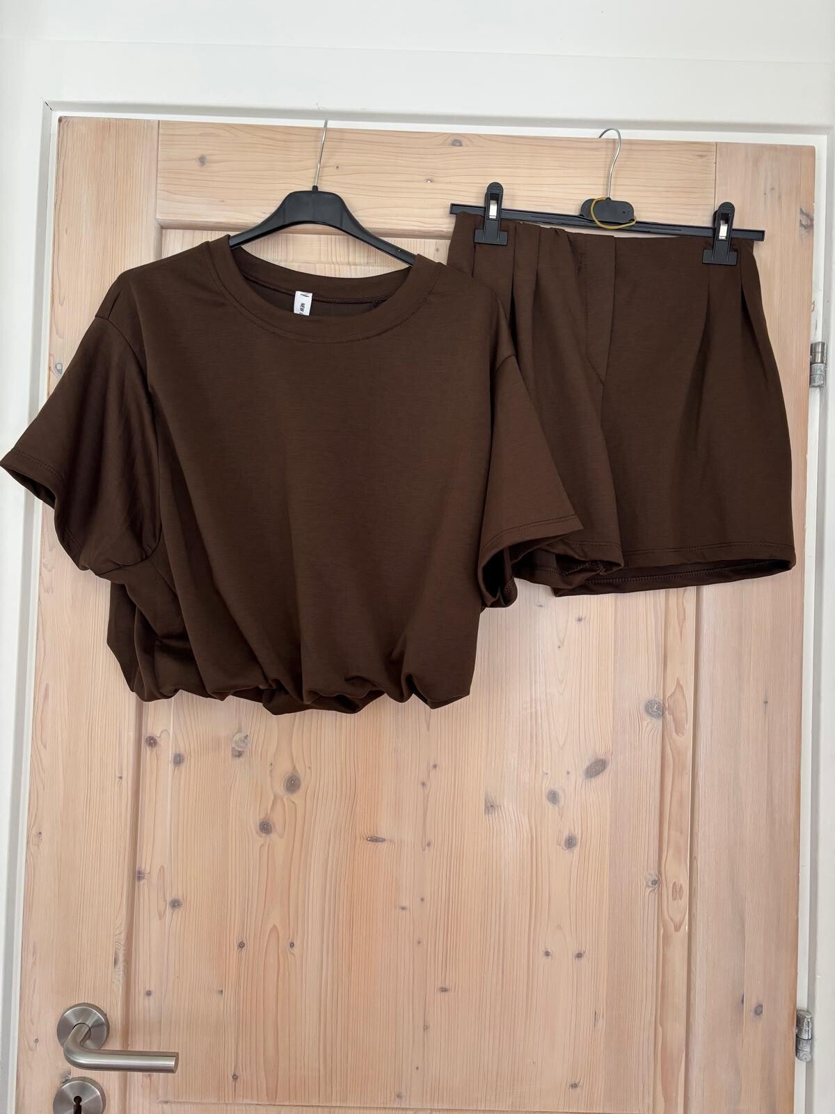 Toffe casual set met short bruin 184