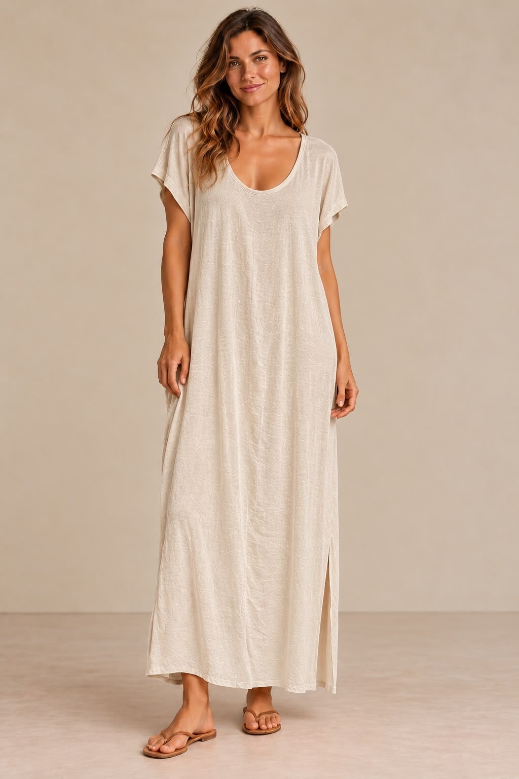 Zachte sponzen kleed beige