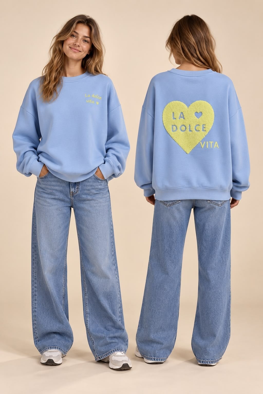 blauwe zachte sweater la dolce vita 34