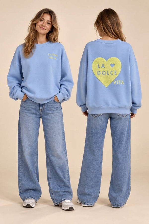 blauwe zachte sweater la dolce vita 34