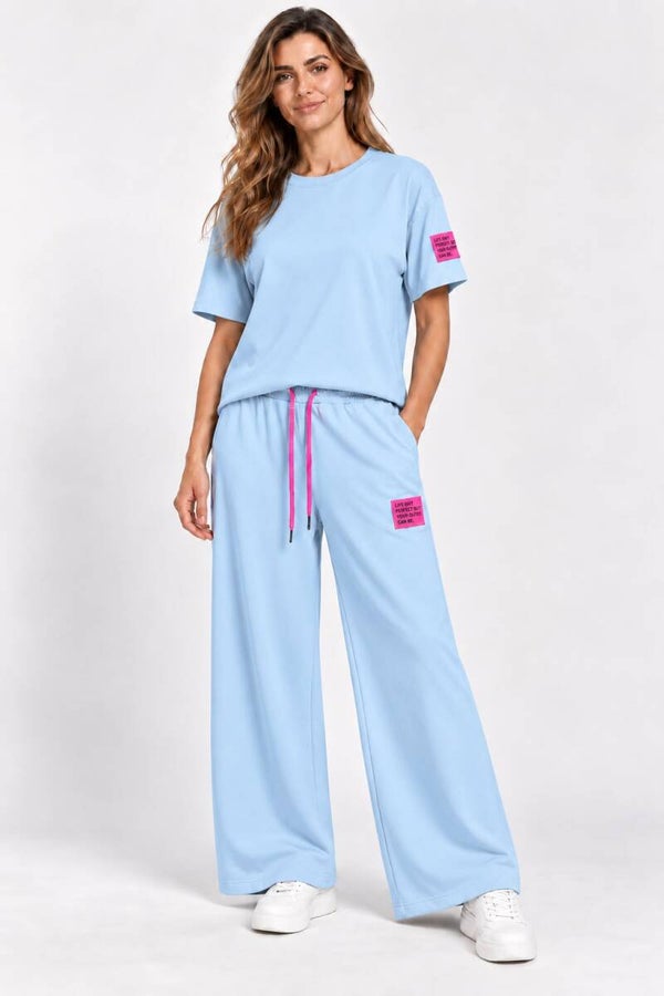 Heel mooi blauw huispak met label 177