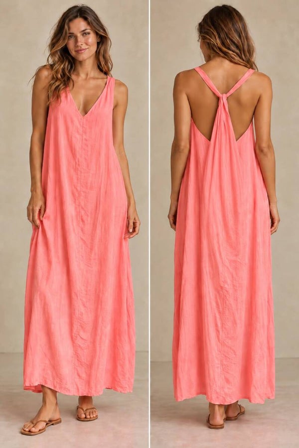 Luchtige lange jurk roze