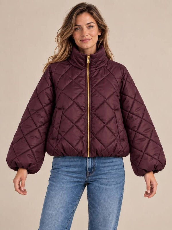 Geruite jas aubergine 226