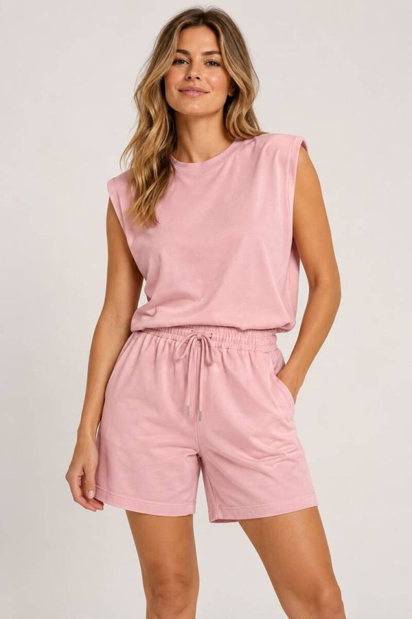 Hele mooie mouwloze set roze 194