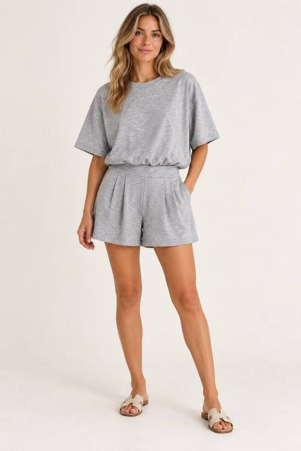 Toffe casual set met short grijs 185