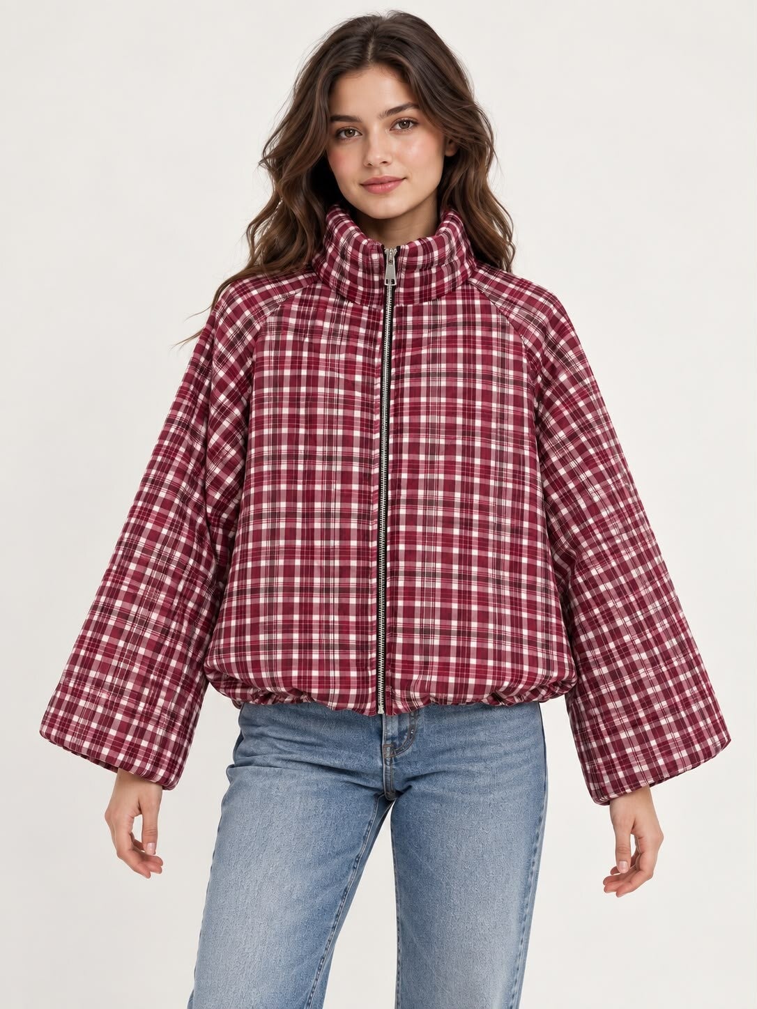 Jas met ruit Bordeaux/bruin 245