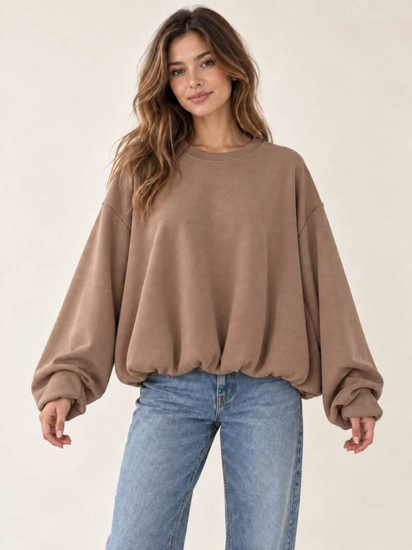 Toffe dubbele trui taupe 255