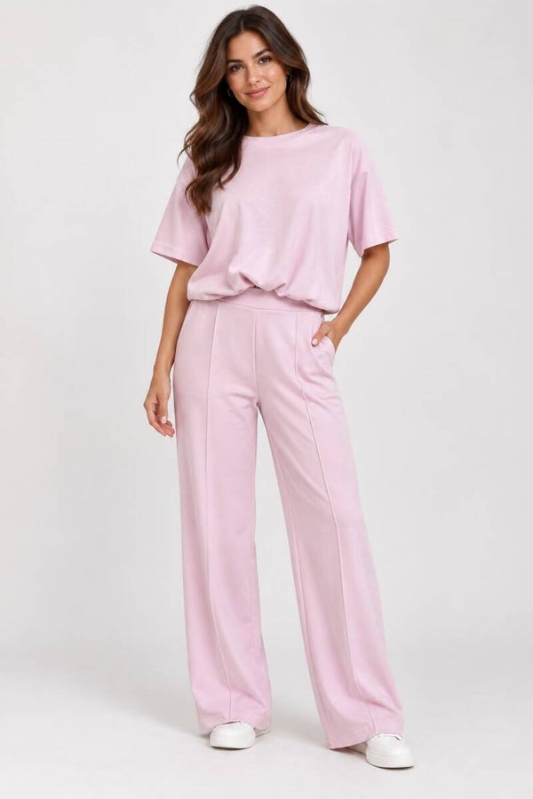 Heel mooie set roze met kroptop 178