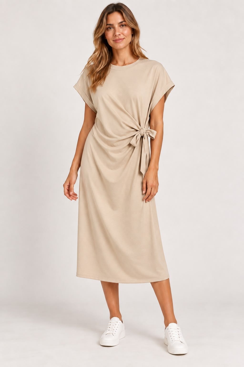 Elegant kleedje met strik beige