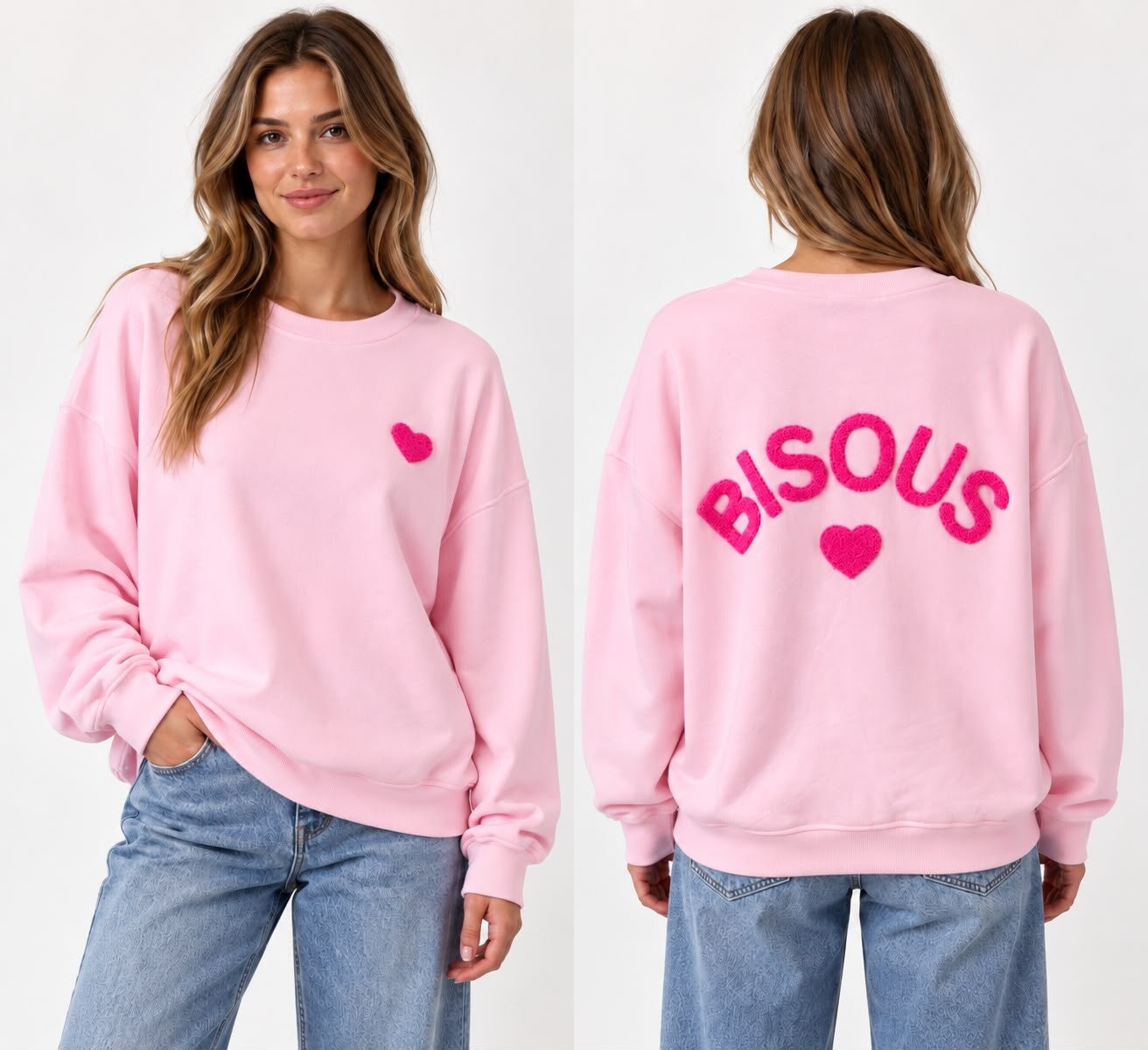 roze trui bisous