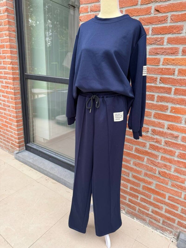 blauw huispak met lange mouwen