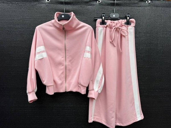 set roze met witte streep