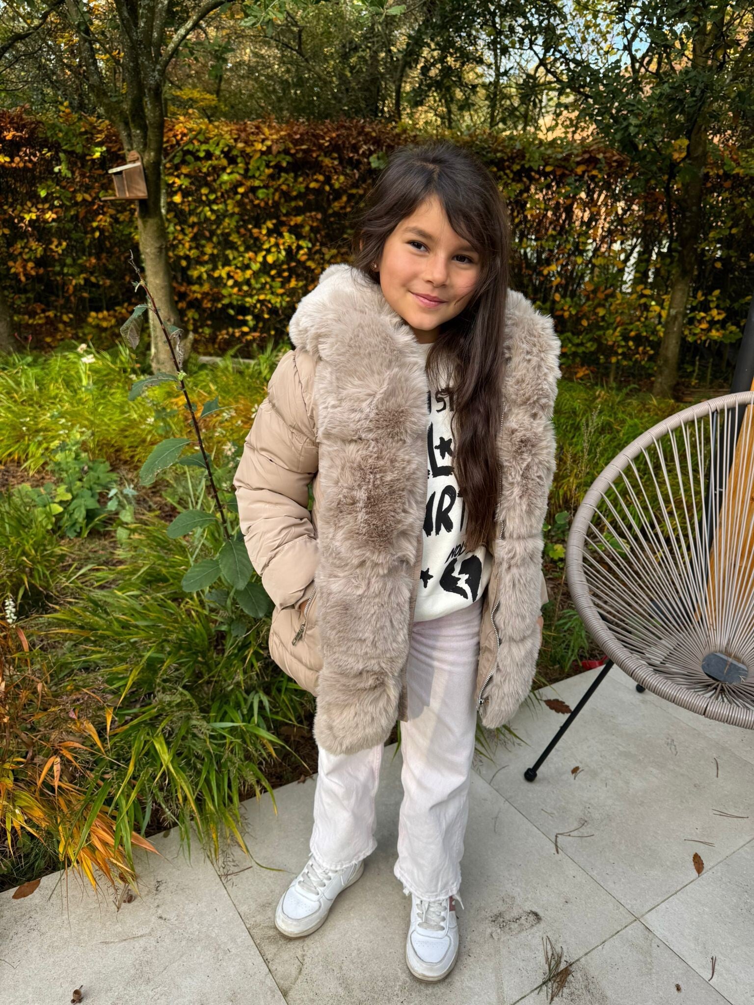 beige meisjes winterjas