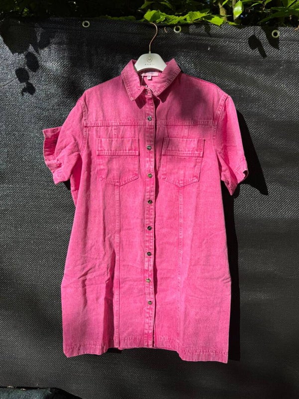 Super toffe jeans jurk Roze