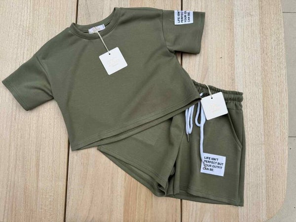 Trendy meisjes set kaki