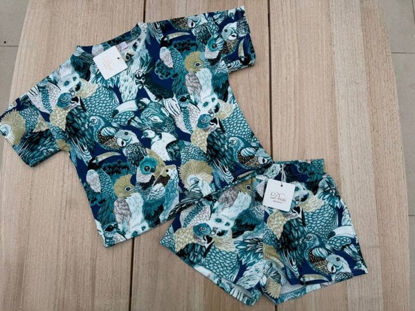 Meisjesset met blauwe vogeltjes