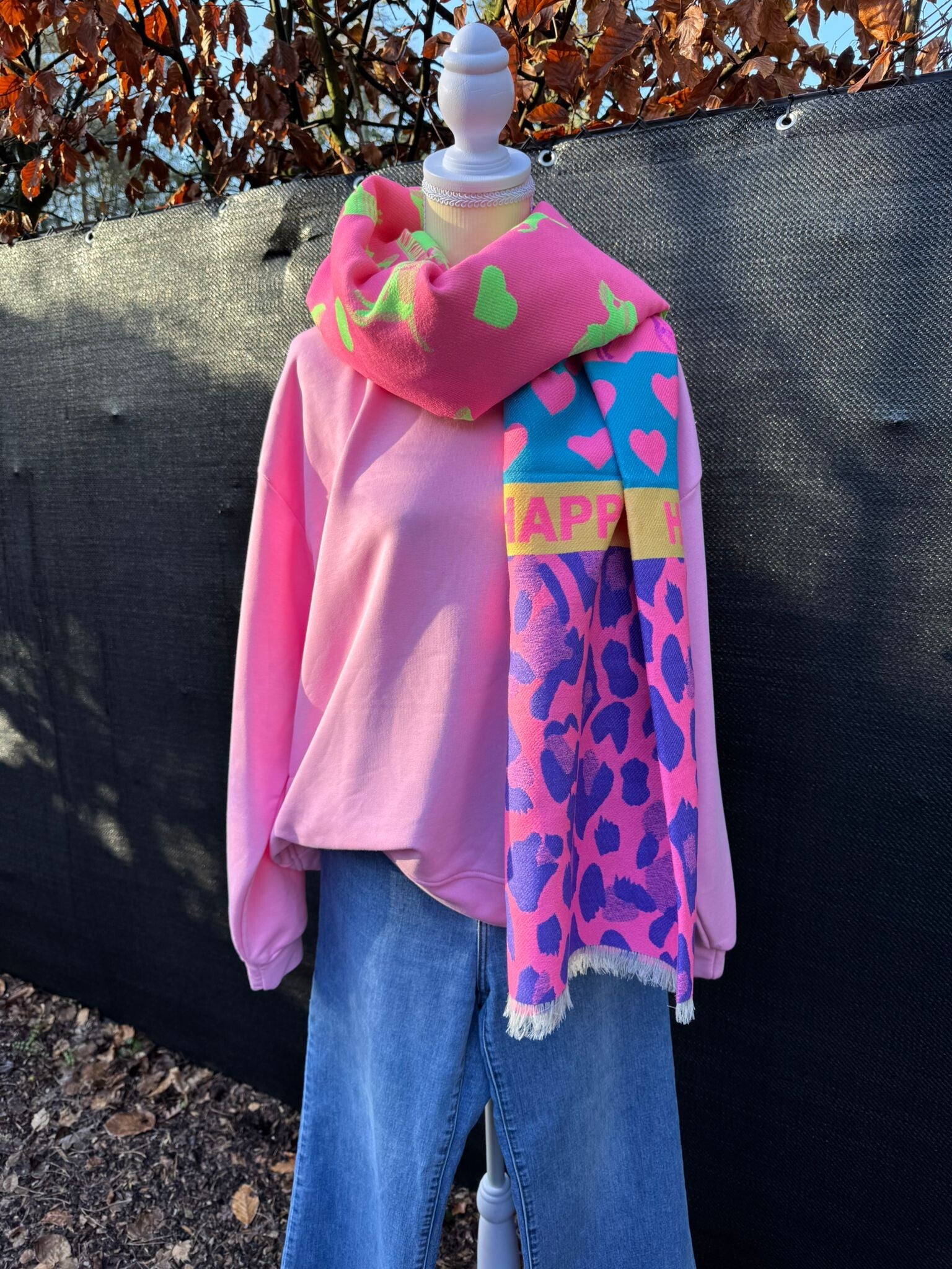 Roze happy vibes sjaal