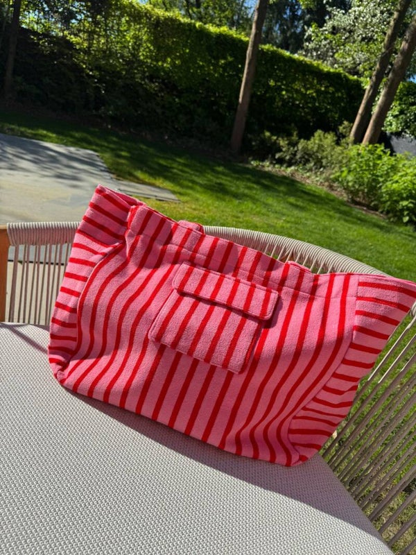 Super leuke badstoffen tas roze rood