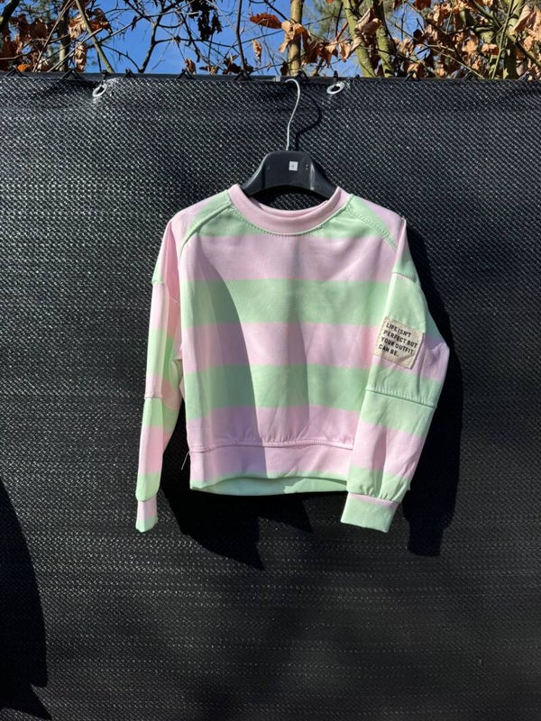 Mooie trui streepjes groen roze