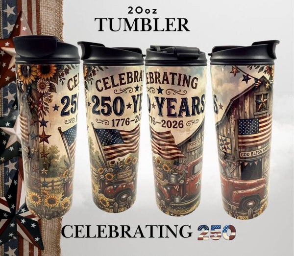 250th America Semi-Quincentennial 20oz Tumbler – Patriotic 1776-2026 Wrap