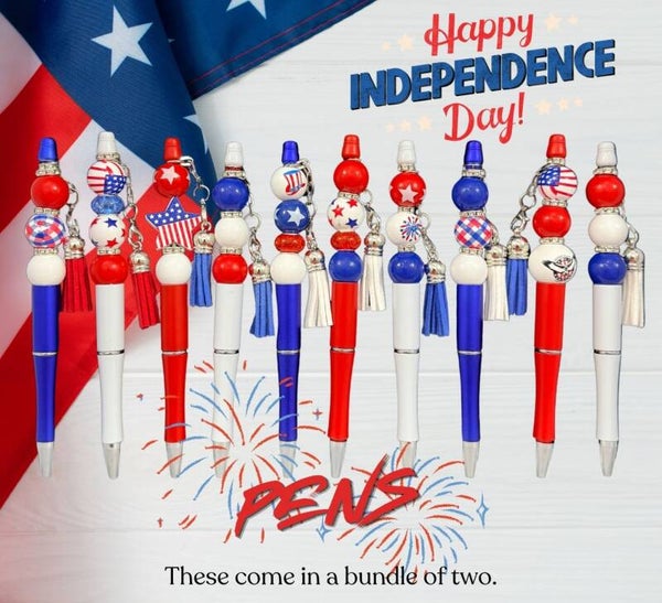 Patriotic Beaded Pens Sold as a (Set of 2)