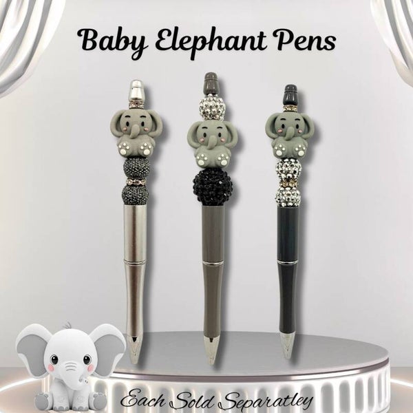 Handcrafted Baby Elephant Beaded Ballpoint Pen – Cute Novelty Gift