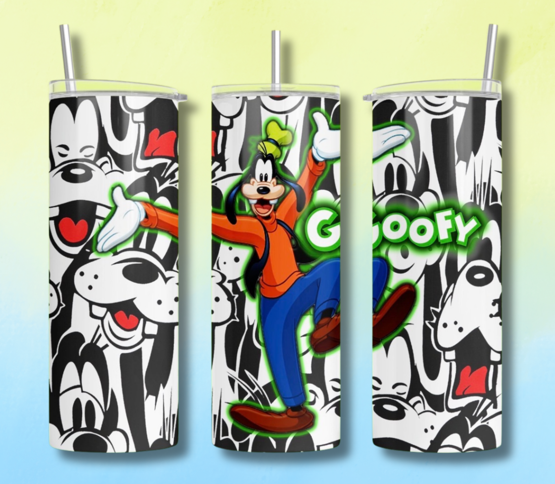 20oz Tumbler "Goofy" with Neon Green Glow