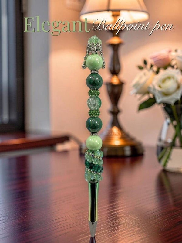 Emerald and Mint-Green, Shimmering Rhinestone Ballpoint Pen.