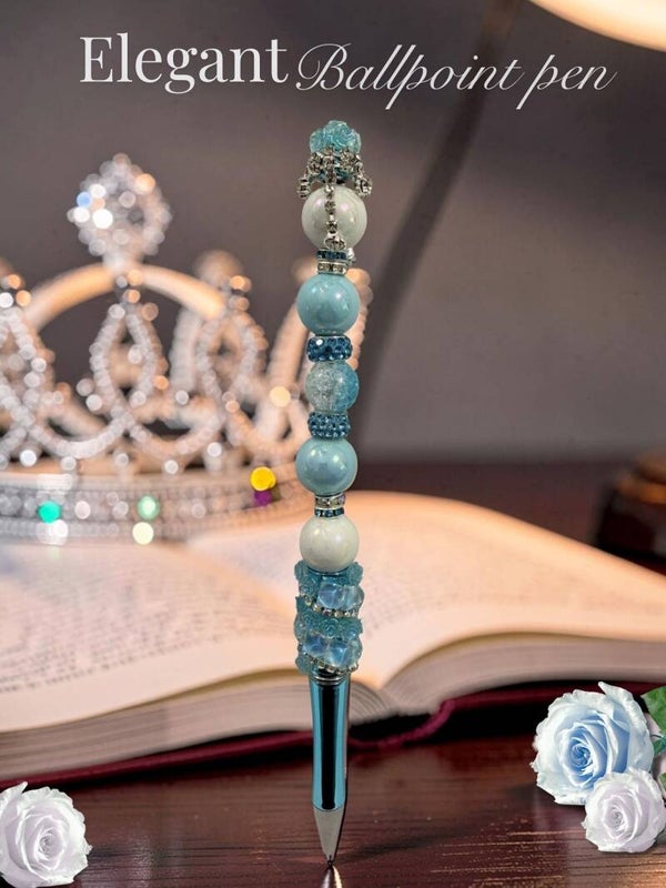 Royal Blue Crystal Beaded Ballpoint Pen