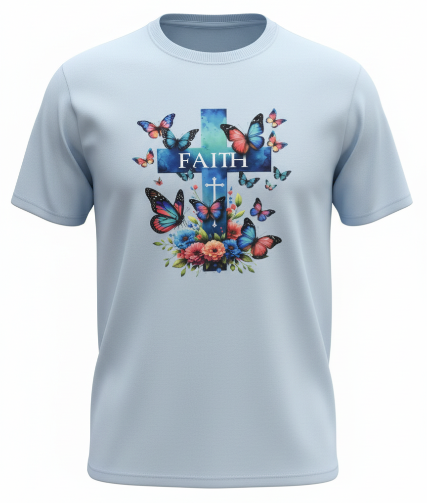 "FAITH" Light Blue Tshirt