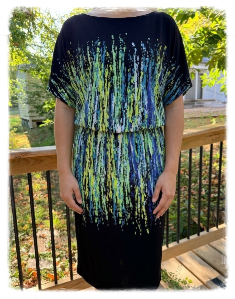 Cato Abstract Paint Splatter Blouson Sheath Dress - Women's Size Small