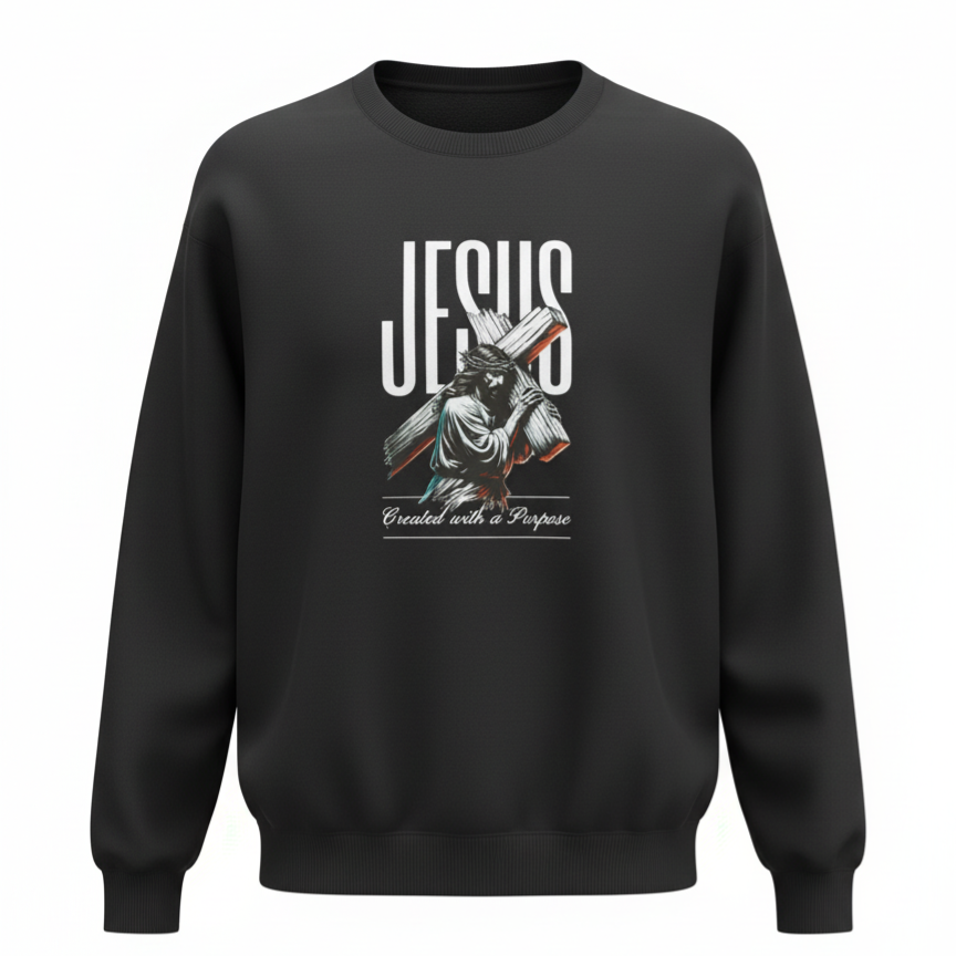 "Created with a Purpose." Black Sweatshirt