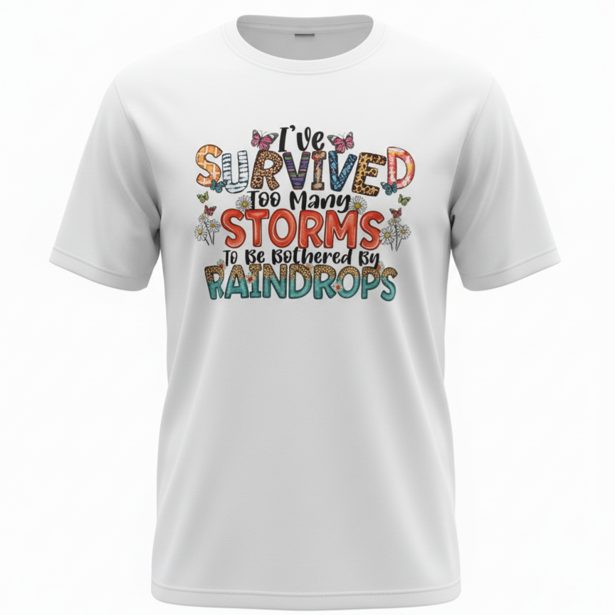 "I've SURVIVED Too Many STORMS To Be Bothered By RAINDROPS."  Tshirt