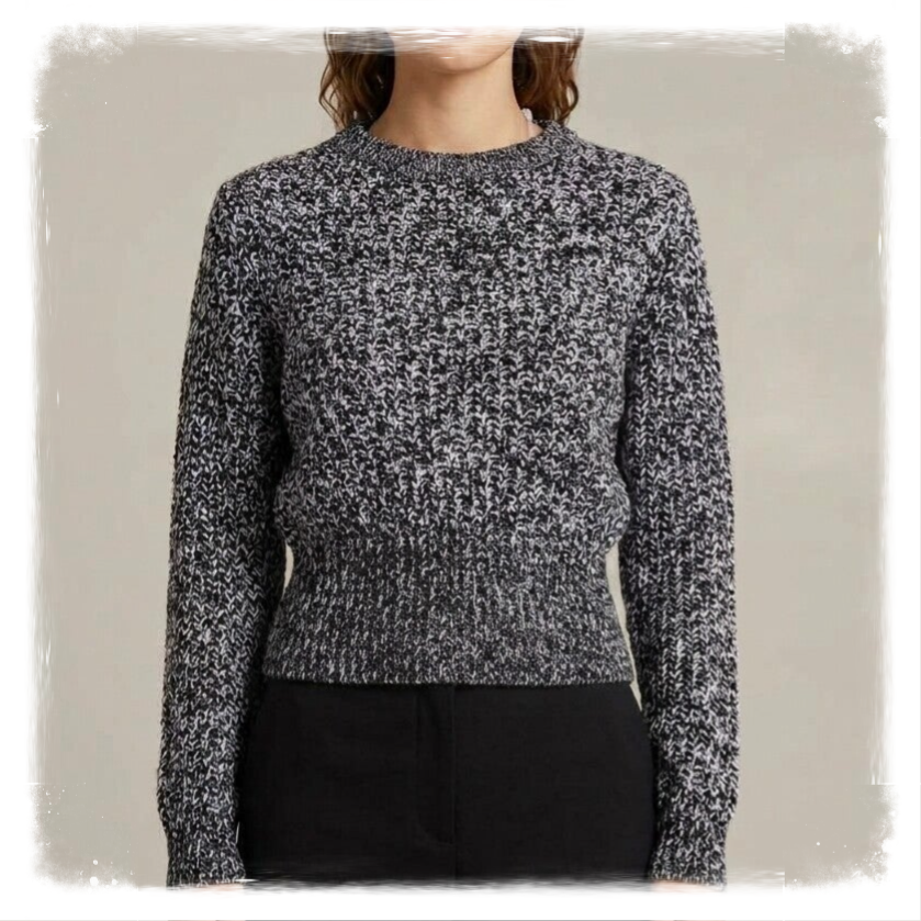 H&M Divided Black & White Marled Knit Cropped Sweater - Women's Size Small