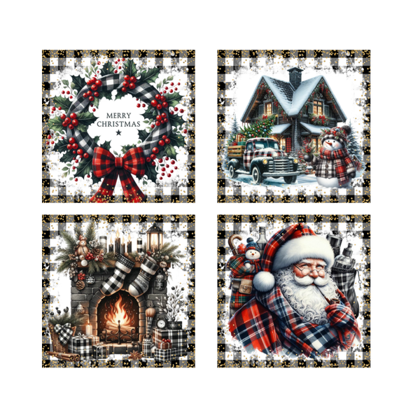 Buffalo Plaid Holiday Coasters