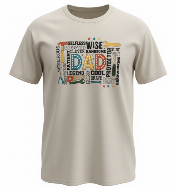 "DAD" tool-themed word - Tan Tshirt