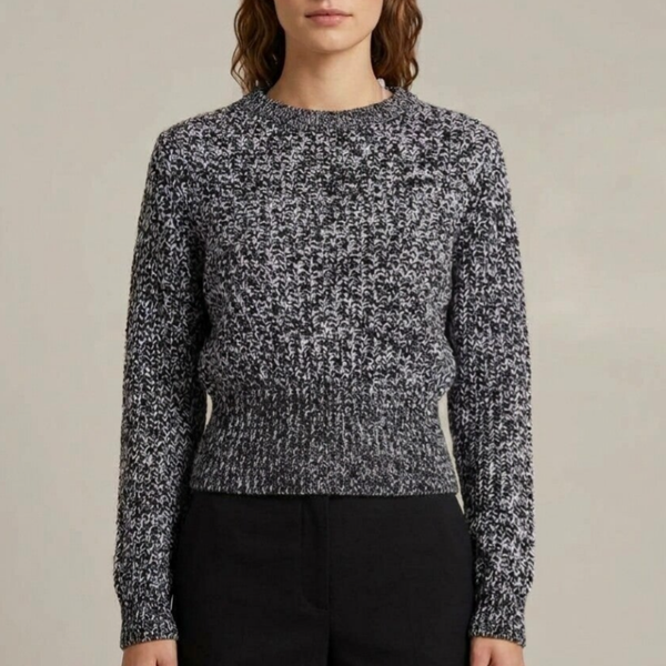H&M Divided Black & White Marled Knit Cropped Sweater - Women's Size Small