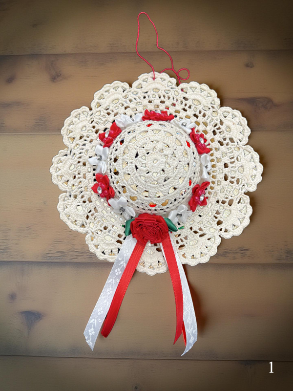 Crocheted Ladys Hats Ornaments