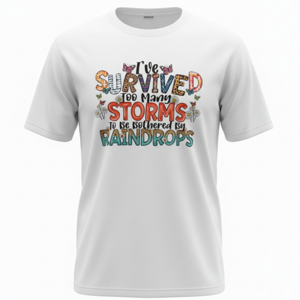 "I've SURVIVED Too Many STORMS To Be Bothered By RAINDROPS."  Tshirt