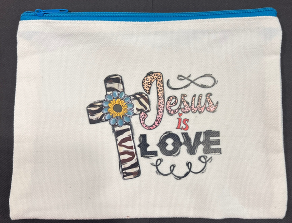 Canvas Zipper Pouch "Jesus is Love"