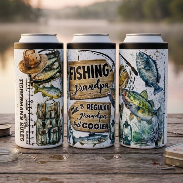 Fishing Grandpa Can Cooler – Like a Regular Grandpa But Cooler 12oz Stainless Steel Koozie