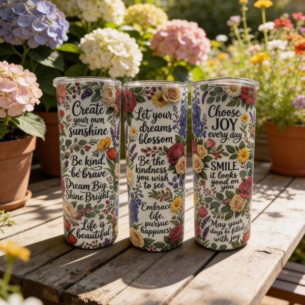 Custom Designed 20 oz Floral Tumbler