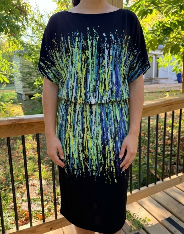 Cato Abstract Paint Splatter Blouson Sheath Dress - Women's Size Small