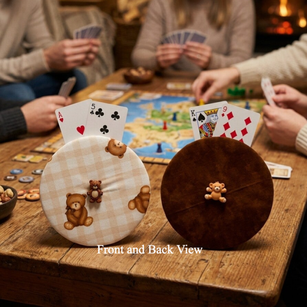 Handmade Reversible Fabric Playing Card Holder – Teddy Bear