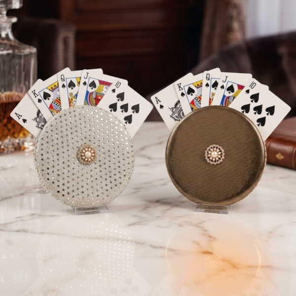 Elegant Metallic Gold Hands-Free Playing Card Holder – Reversible Style
